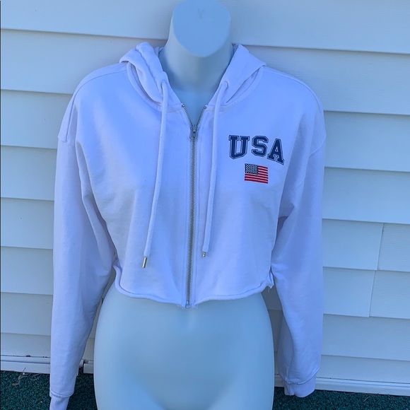 Forever 21 Tops - USA Cropped Hoodie